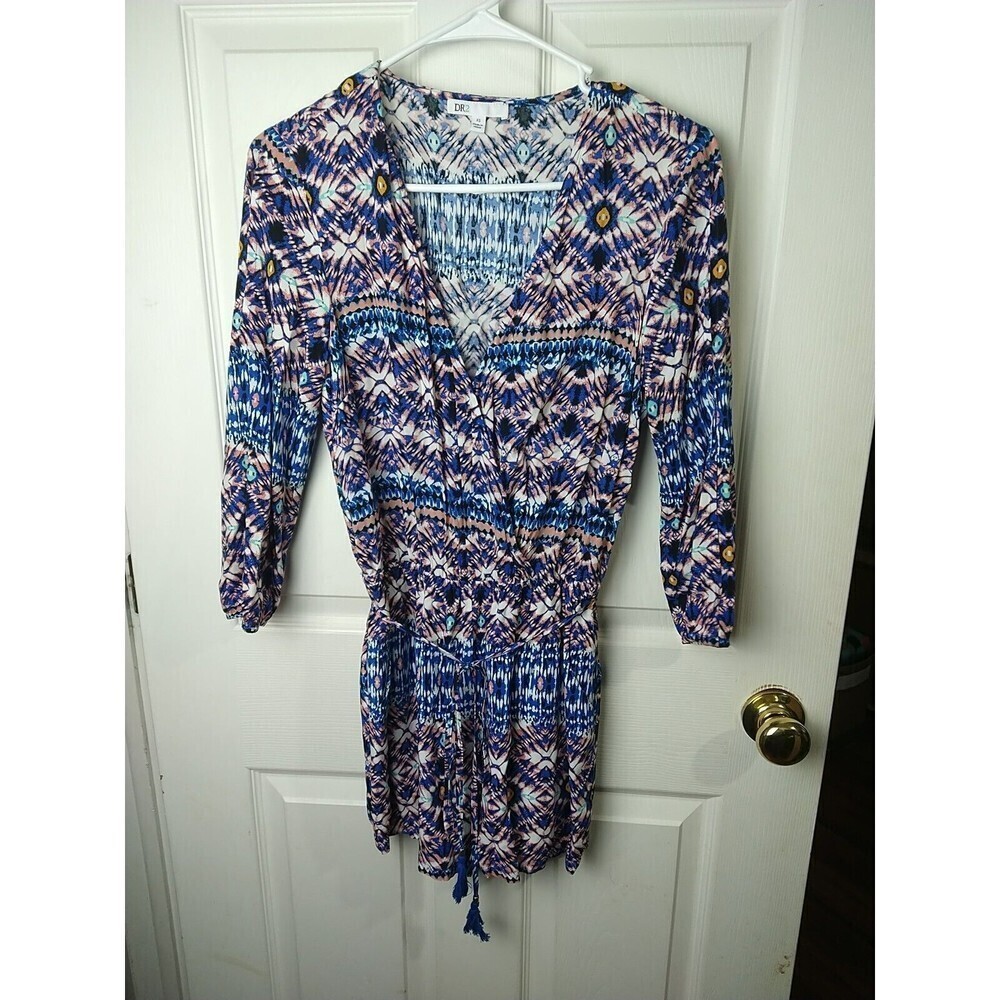 Dr 2 XS 3/4 Sleeve Tunic Belt Slit Sleeve Shorts Romper